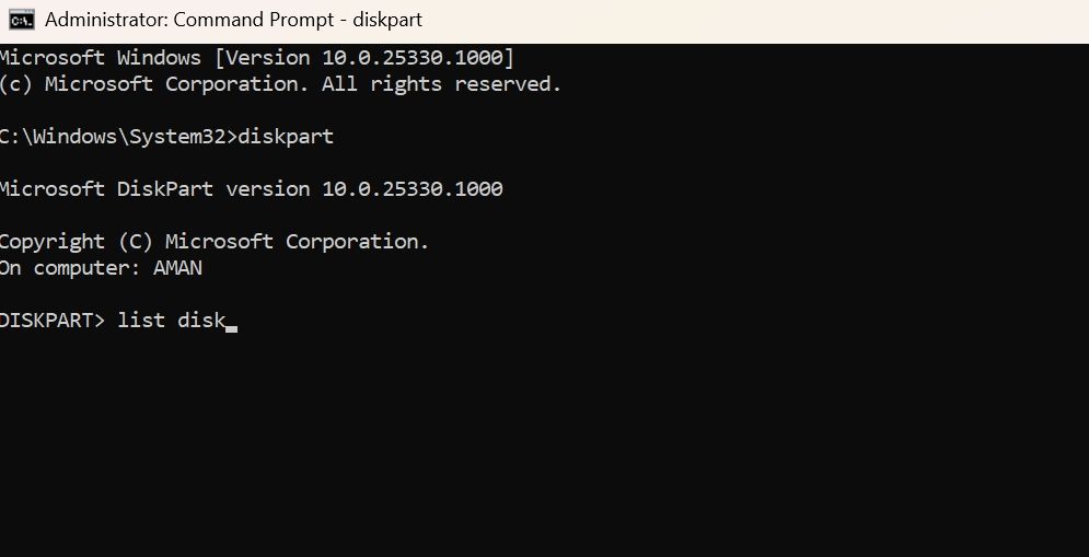 list disk command in CMD