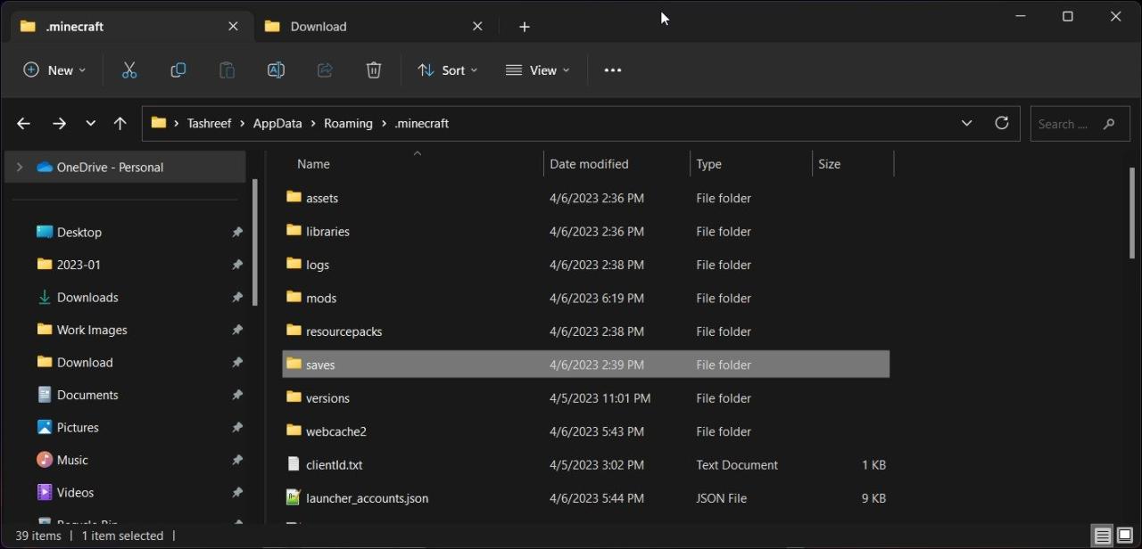 minecraft saves folder windows file explorer