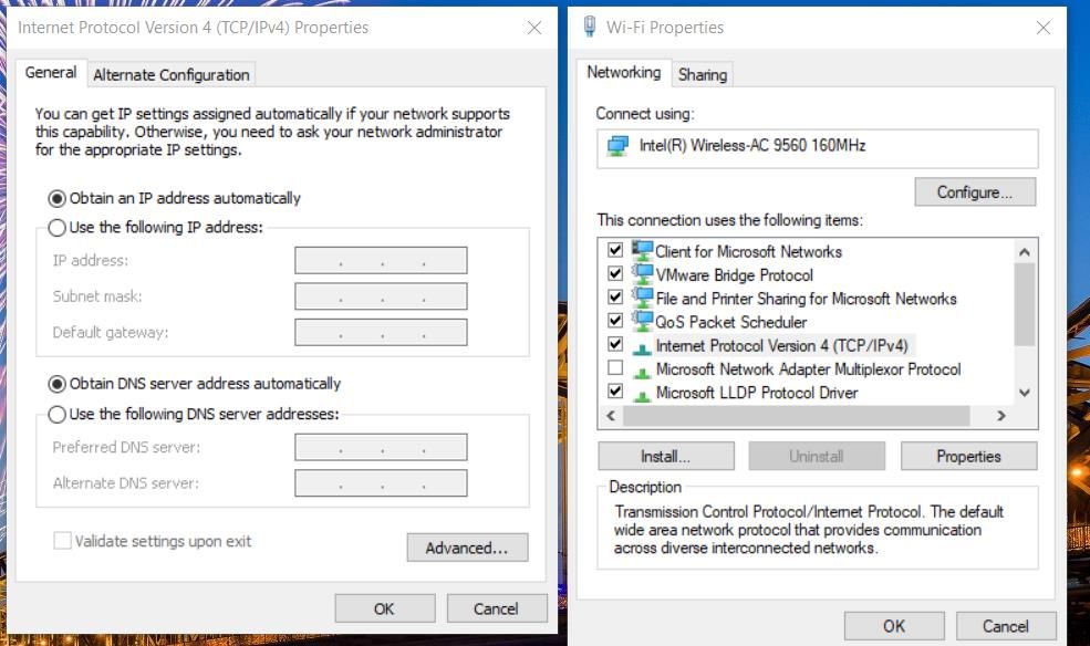 The Obtain DNS server radio button 