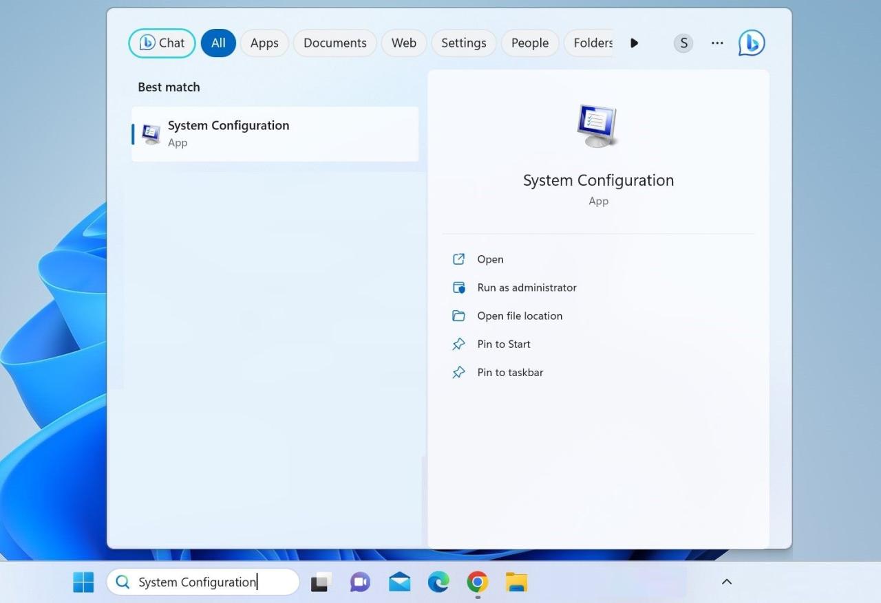 Open System Configuration Window From Windows Search