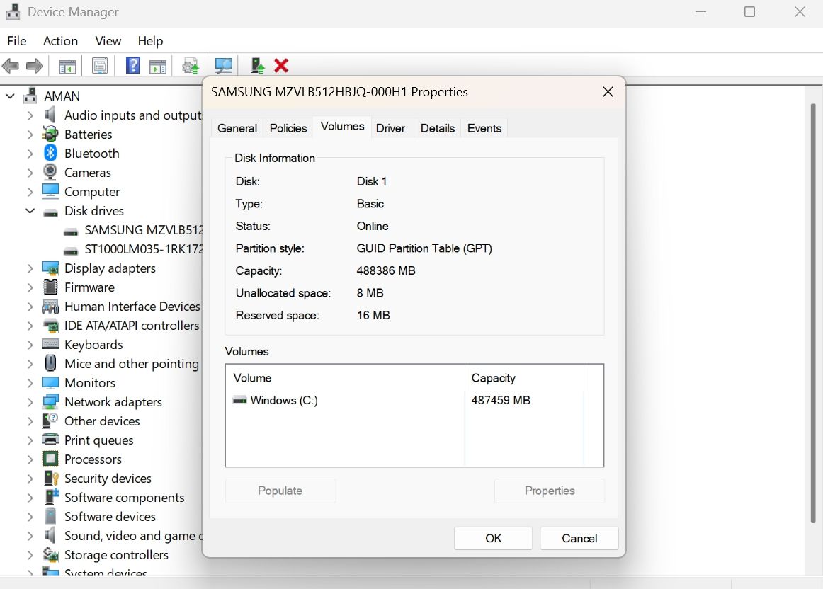 Partition style option in Device Manager