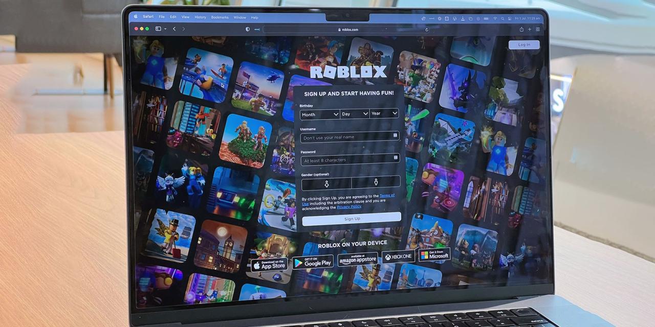 Roblox sign up screen