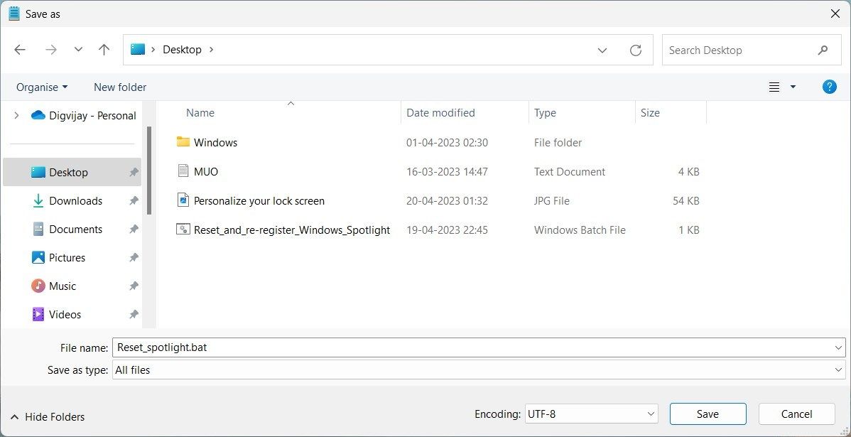 Run a Batch File to Reset Windows Spotlight Settings on Windows