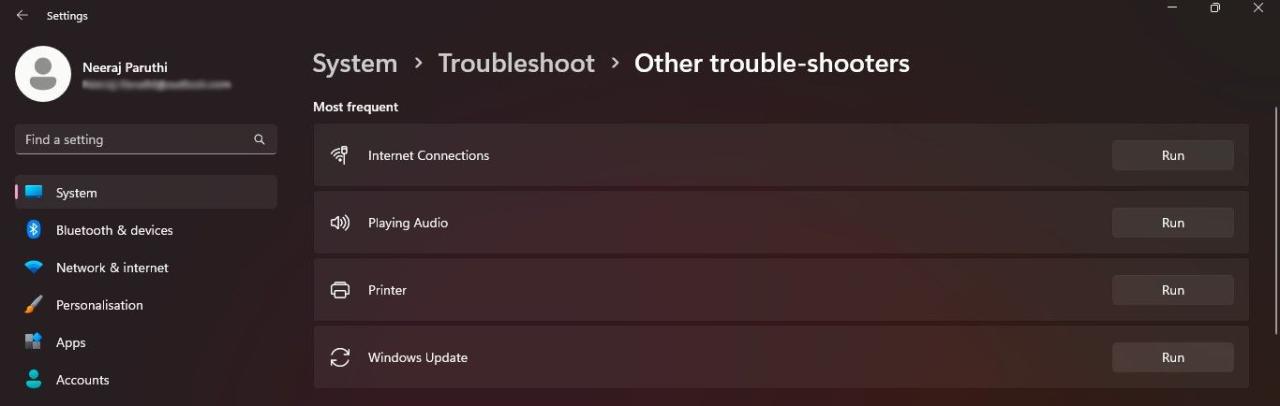 Run Windows Update Troubleshooter