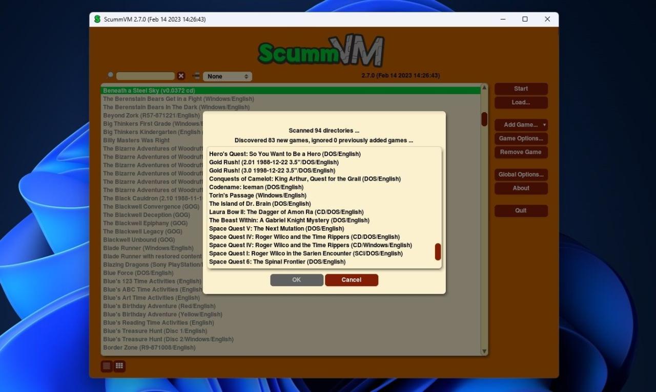 ScummVM Scanning Folders For Games