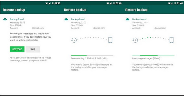 restore whatsapp to new samsung phone