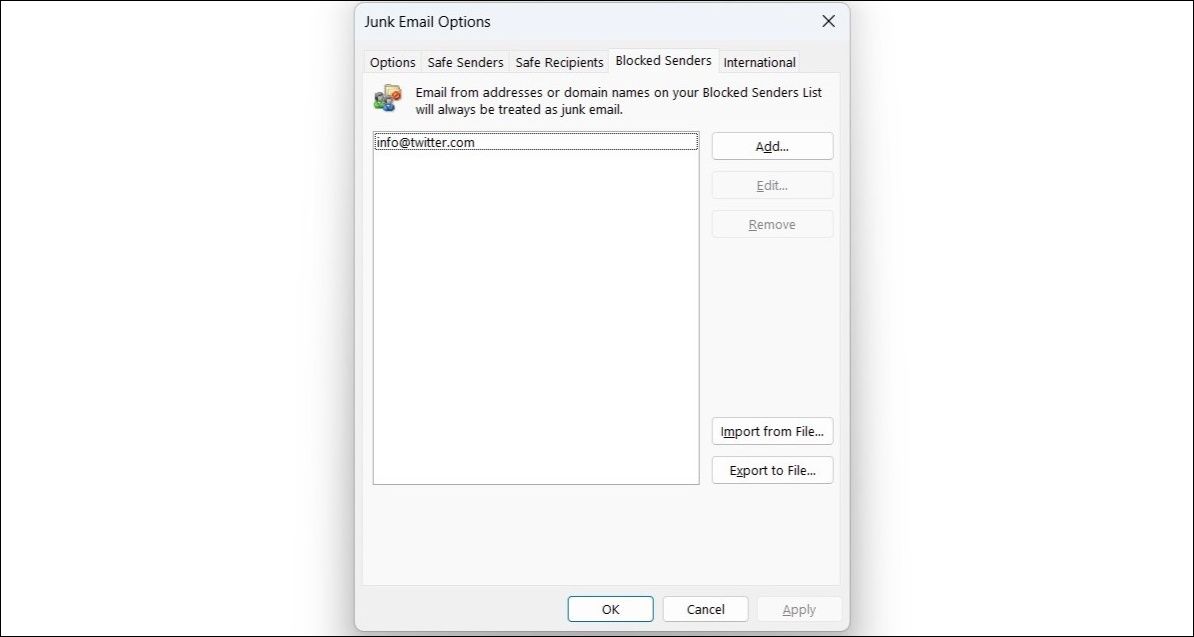 Unblock Sender in Outlook