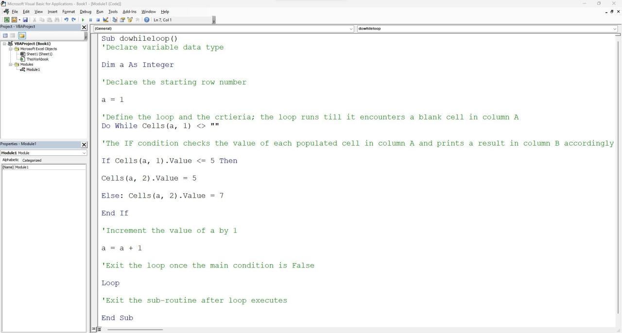 VBA code using an IF condition within a do-while loop