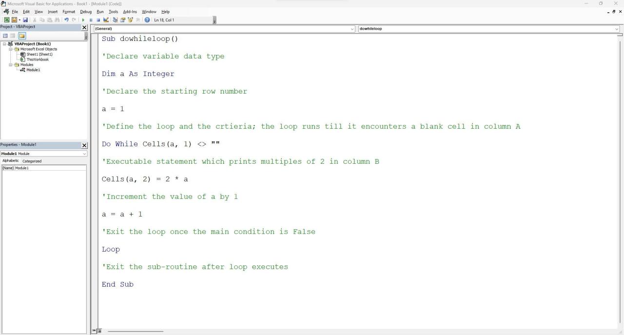 VBA code to run a do-while loop in Excel