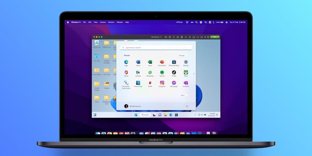 Windows 11 on a MacBook Pro via Parallels Desktop