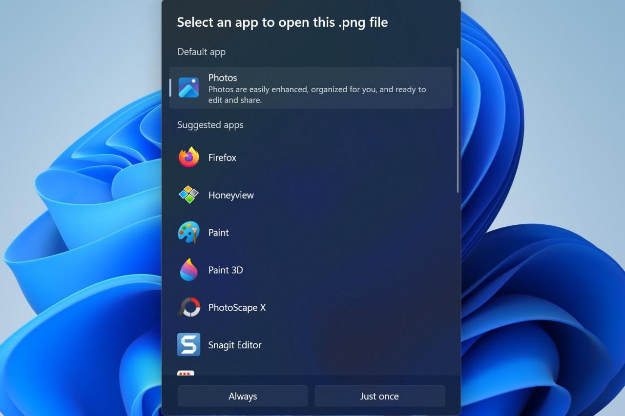 Windows Suggesting Some Apps to Open the Image File in PNG Format