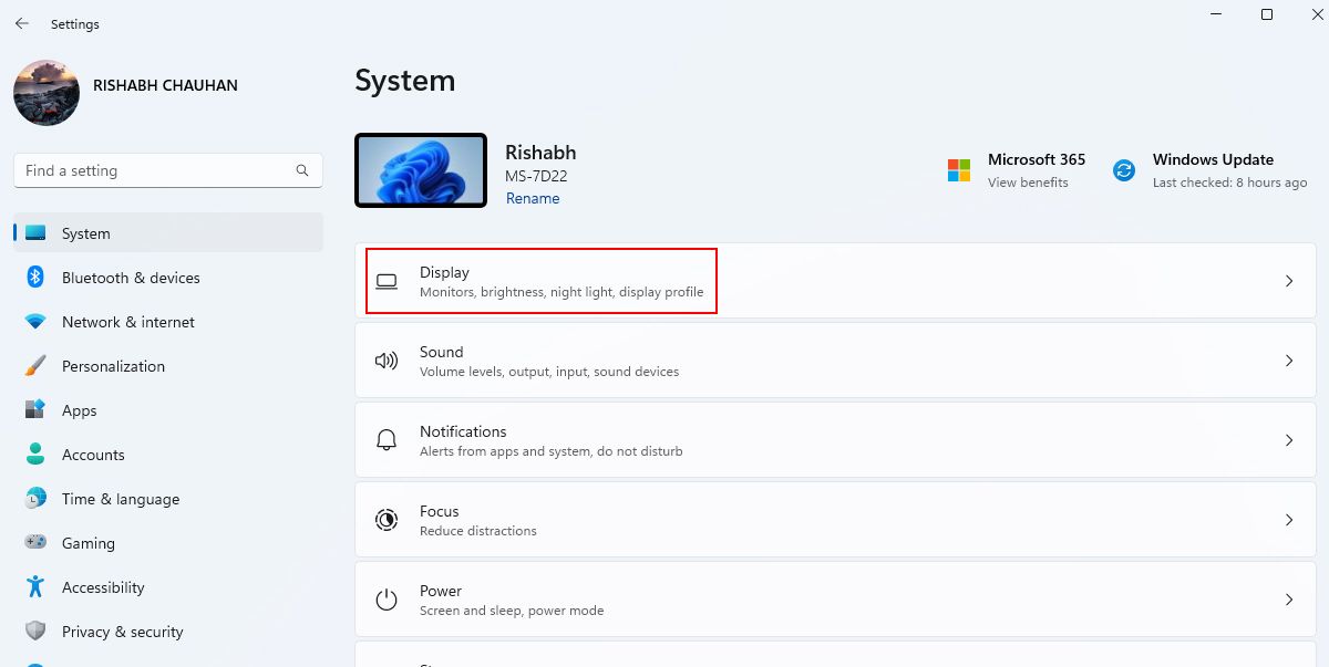 Windows System Settings