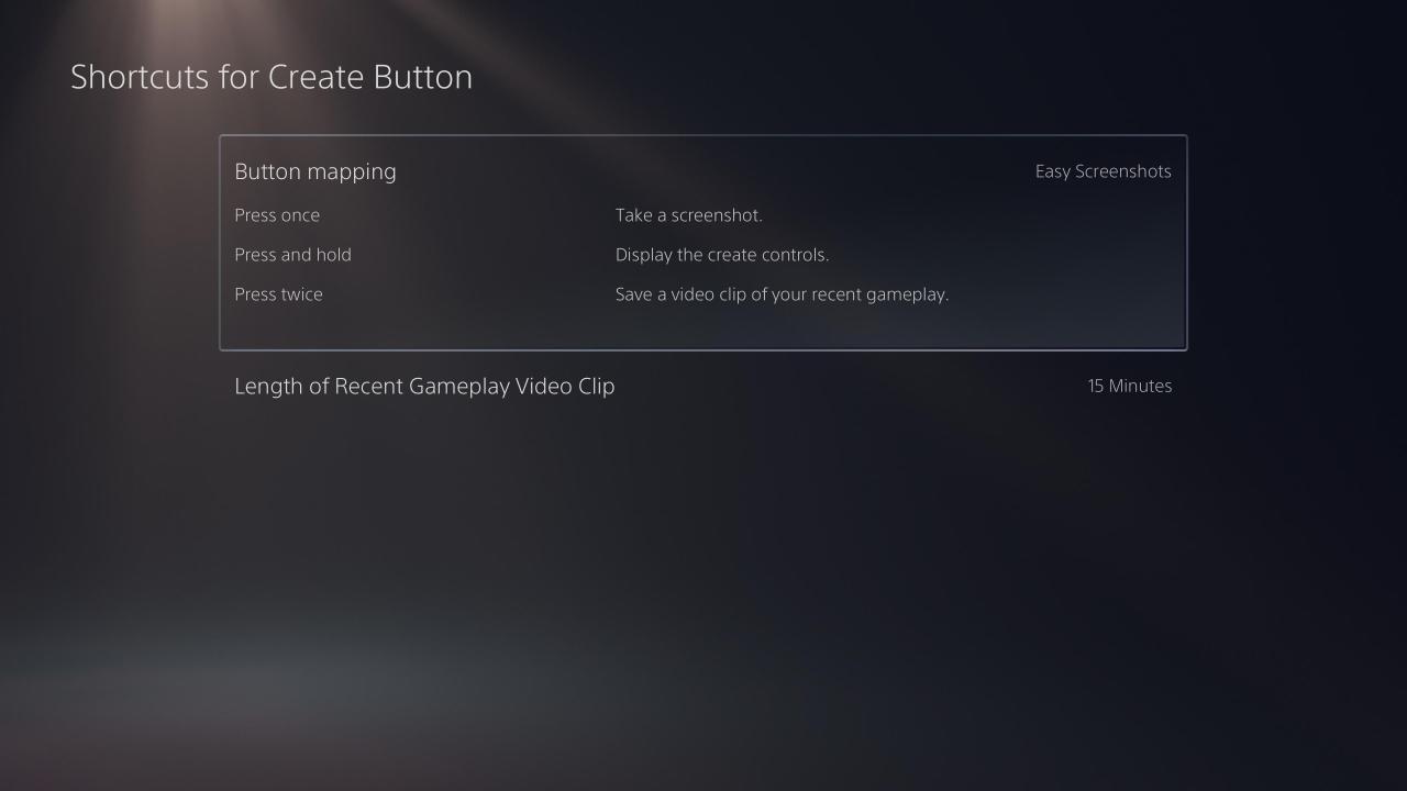 PS5 Create Button Combo Options