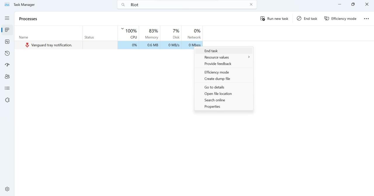 End Riot-Related Process From Windows Task Manager