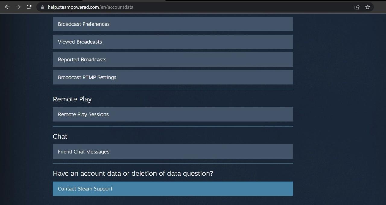 Click the Contact Steam Support Button on the Steam Support Page