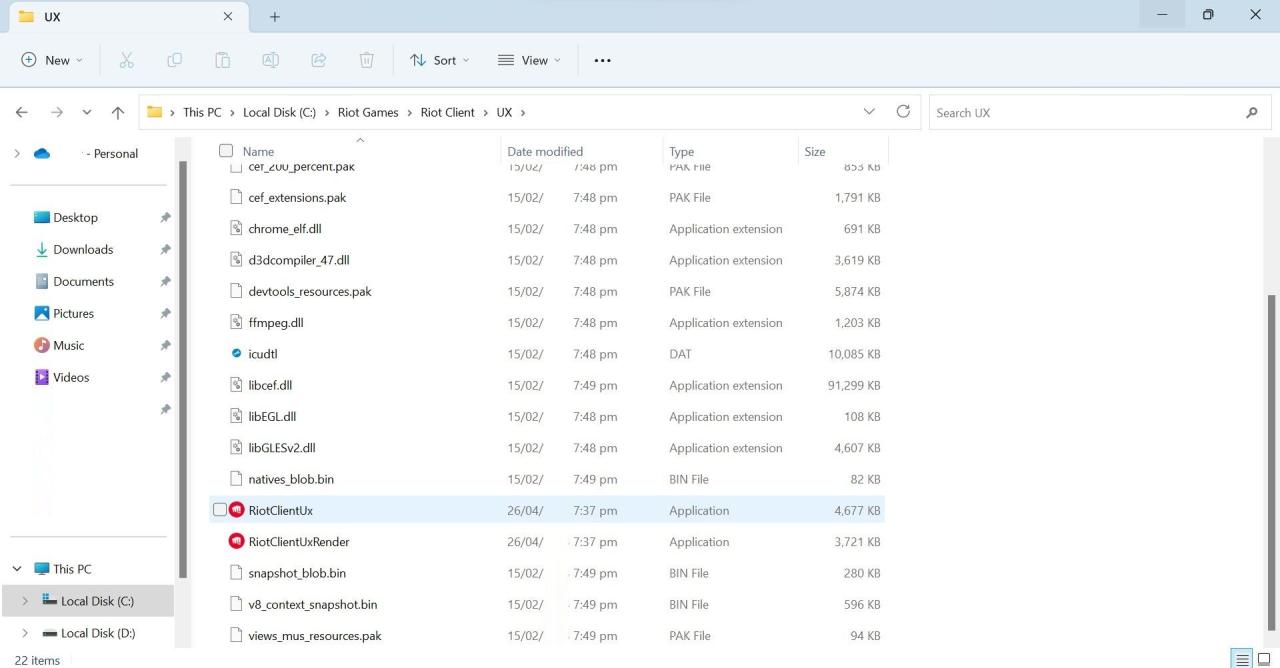 Open the RiotClientUx Application From the UX Folder in Windows File Explorer