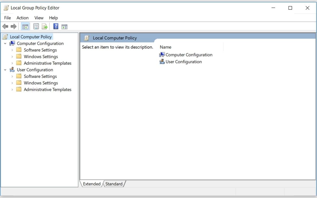 Opening the Group Policy Editor in Windows10