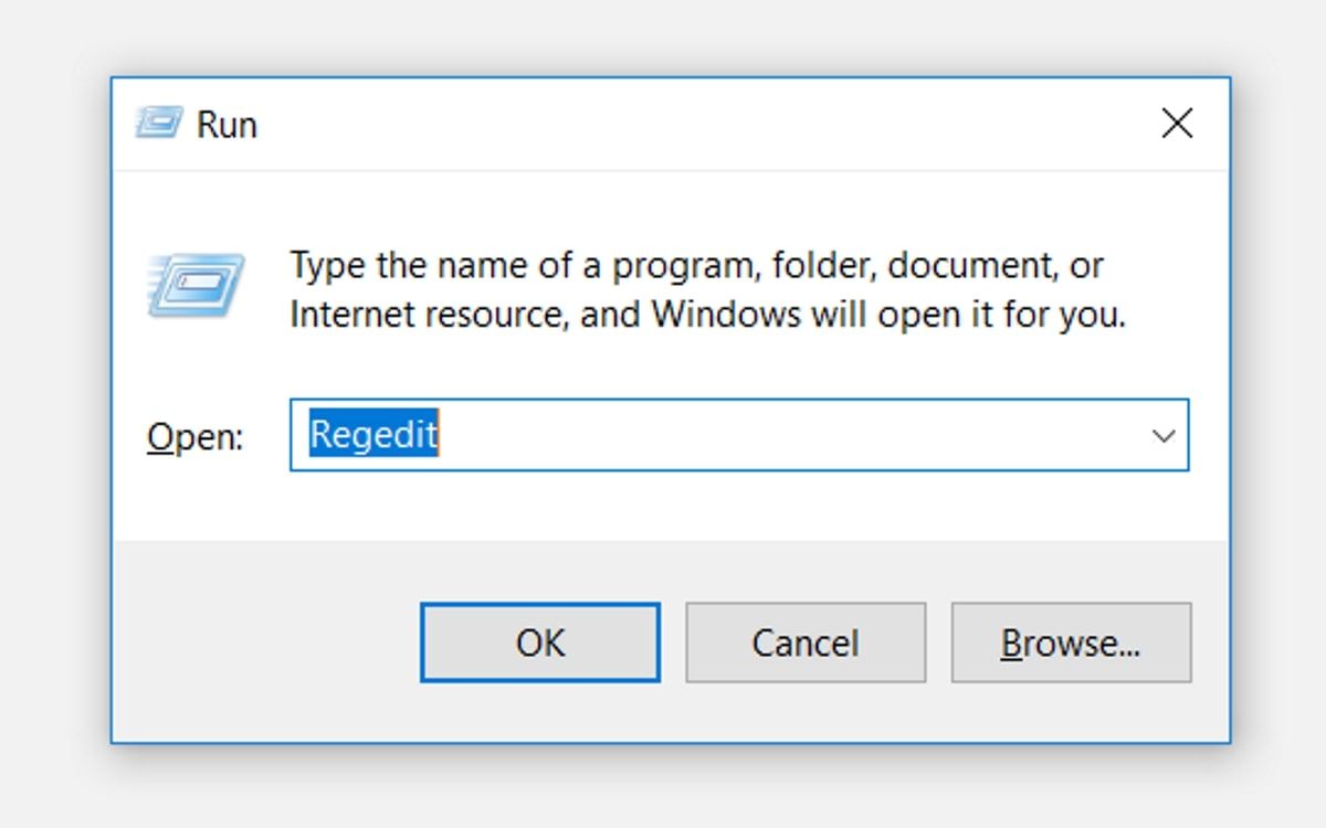 Opening the Registry Editor in Windows 10