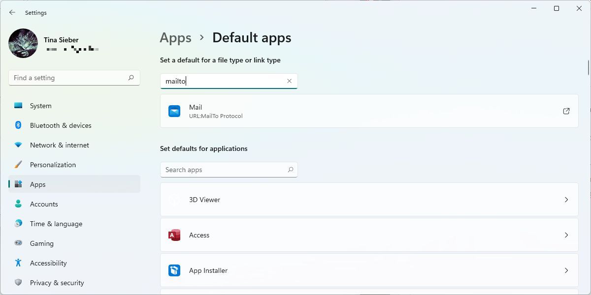 Windows 11 Settings Default Apps Mailto