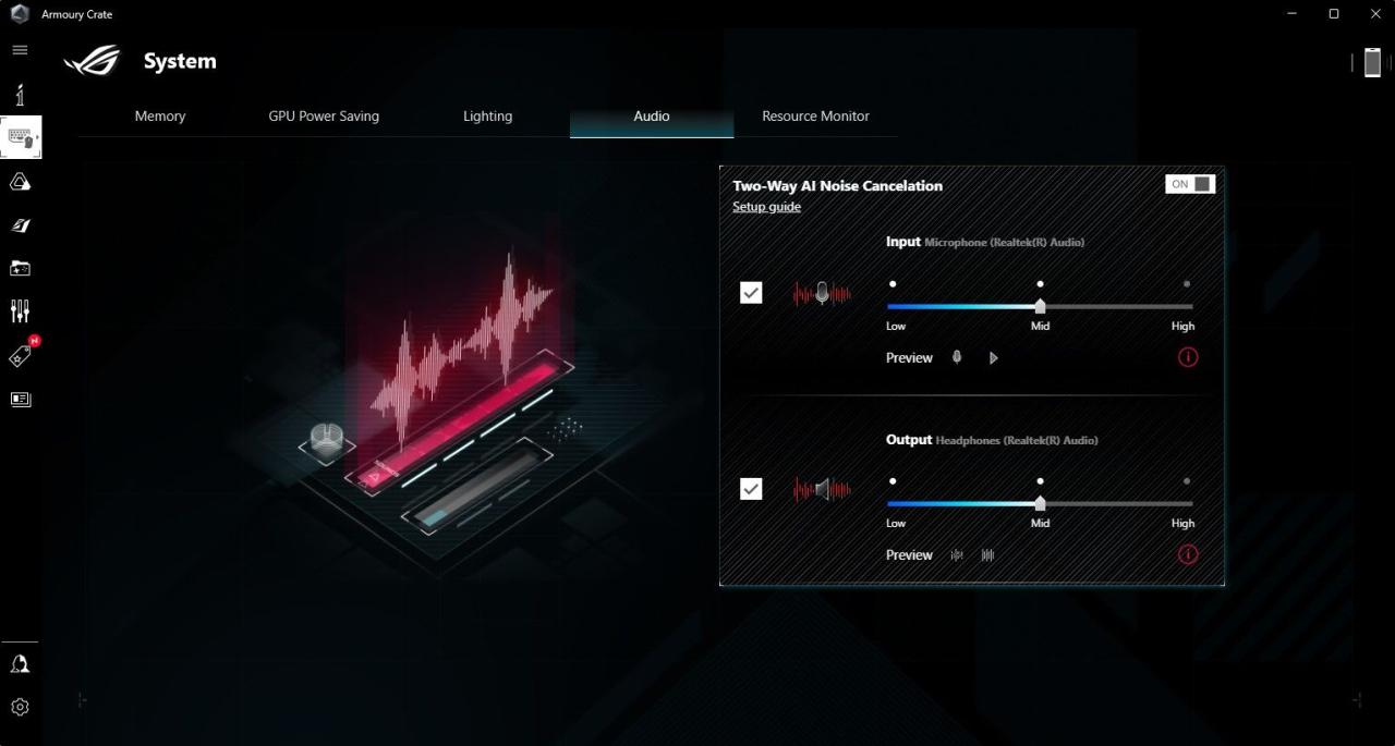 Screenshot Showing the Audio Effects Tab in Armoury Crate