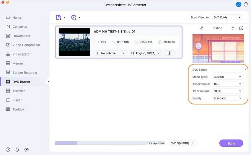 customize blu ray disc burning settings