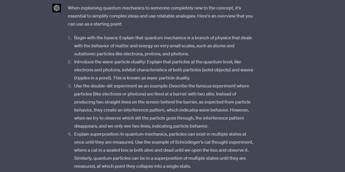 ChatGPT 4 quantum mechanics demo