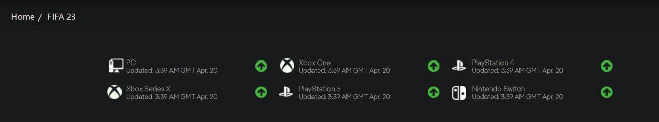 Check the Server Status of FIFA 23 for All Gaming Platforms on EA Website