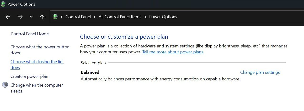 Click on Choose What Closing the Lid Does Option in Windows Control Panel