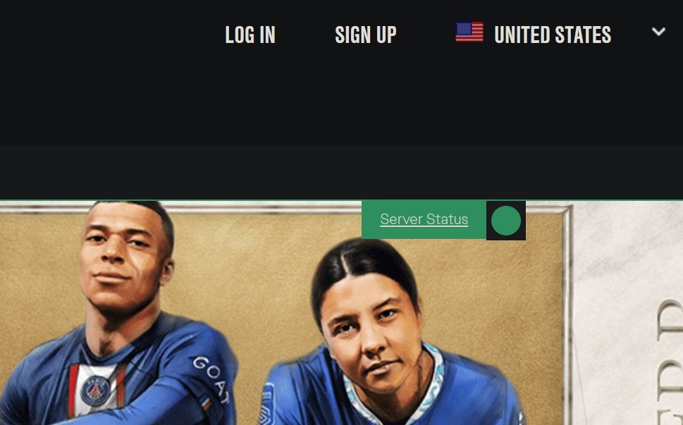 Click on the Server Status Link to Check FIFA 23 Server Status on EA Website