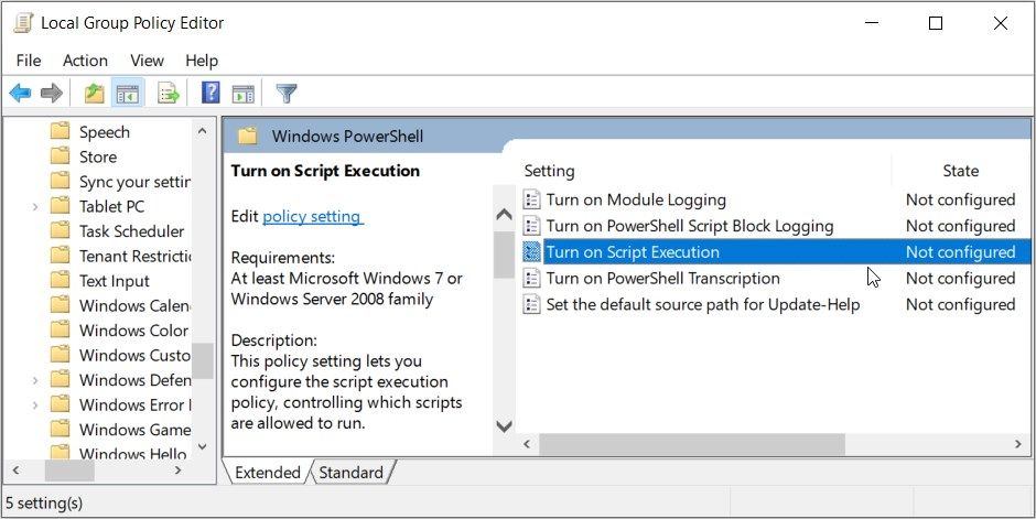 Clicking the Turn on Script Execution option