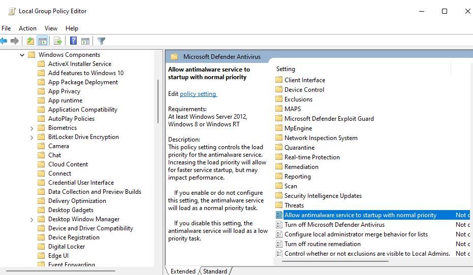 Allow antimalware service to startup with normal priority 