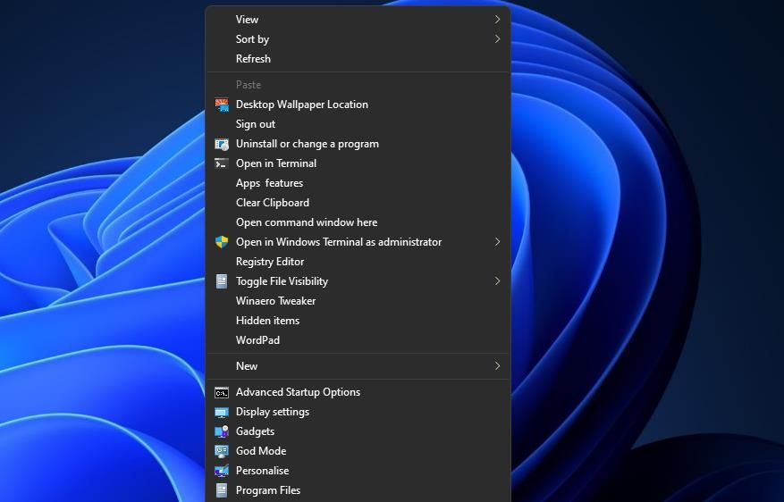 The Desktop Wallpaper Location context menu option 