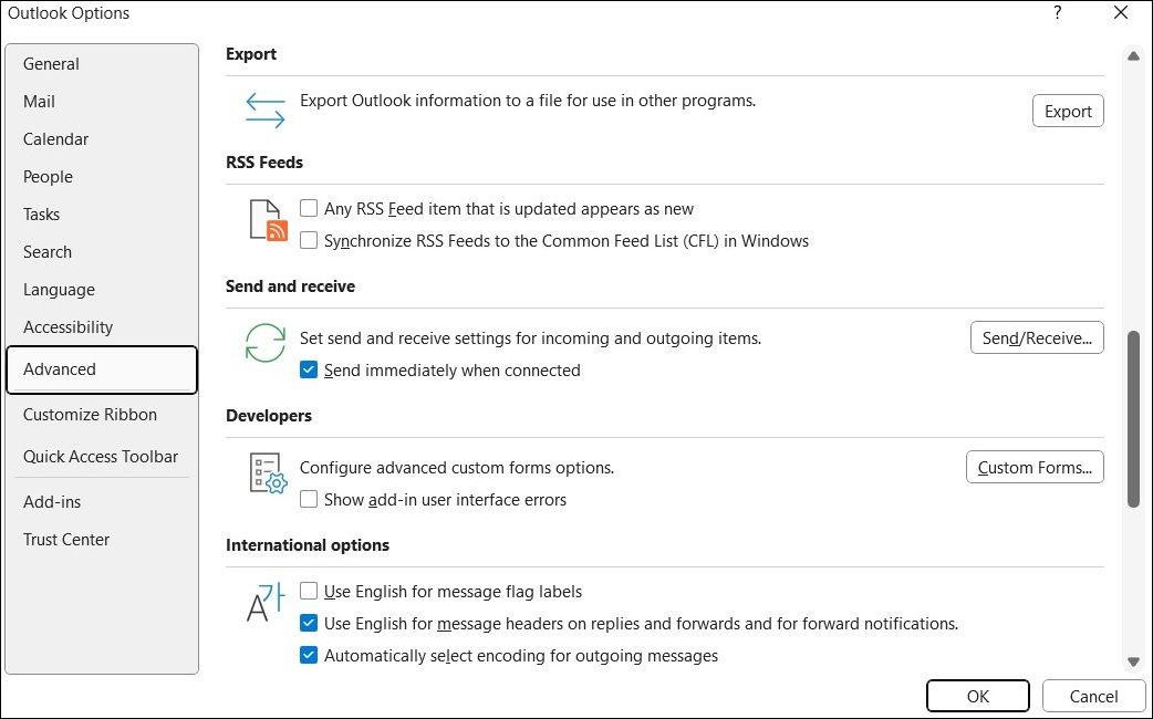 Disable RSS Feed in Outlook