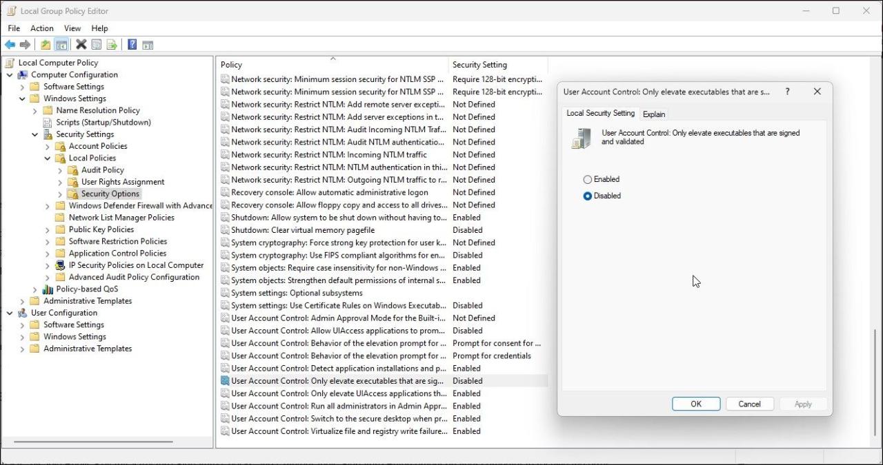 disable-user-account-control-only-elevate-executable-that-are-signed-and-validated