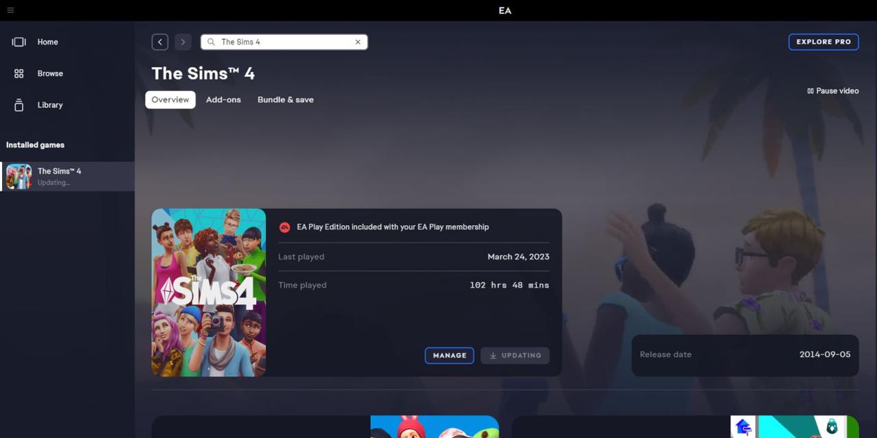 Download and install The Sims 4 from EA Play