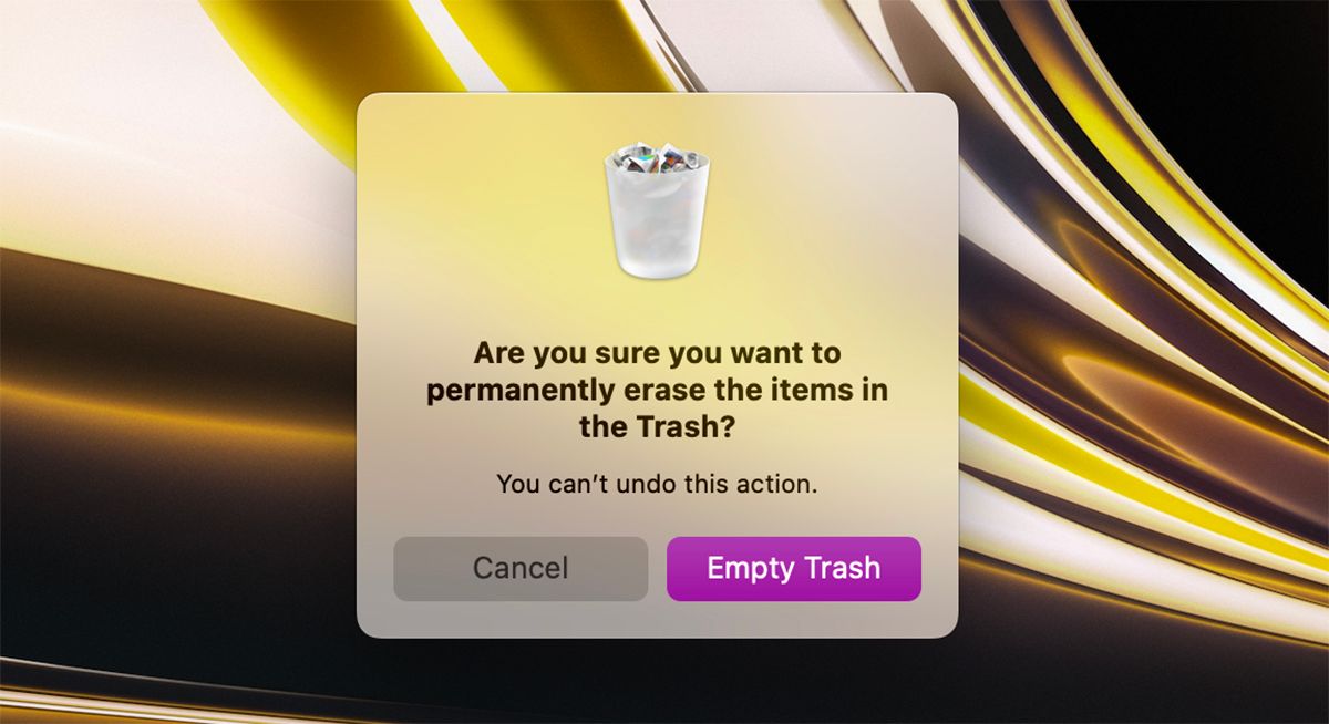 Pop-Up Asking to Permanently Erase All Items in Trash on Mac