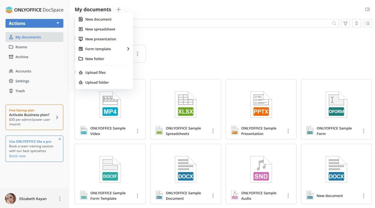 Various Documents and Files in ONLYOFFICE DocSpace