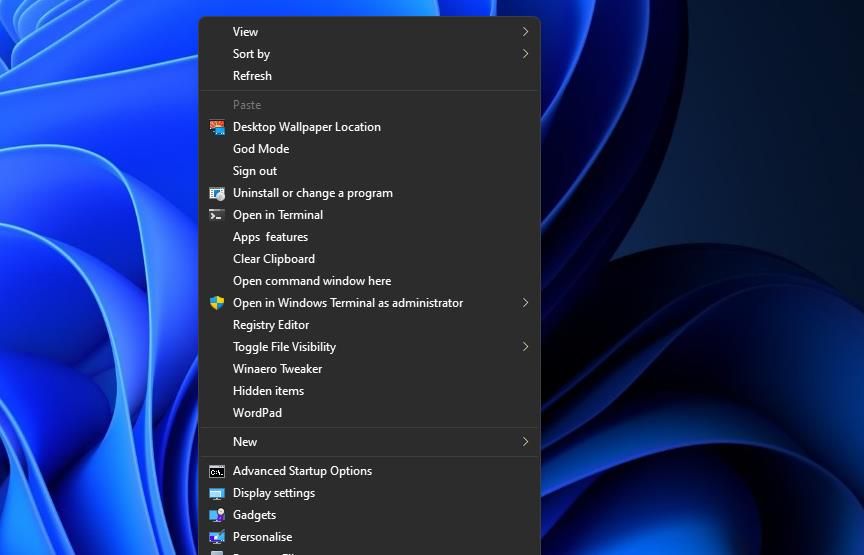 A God Mode context menu option 