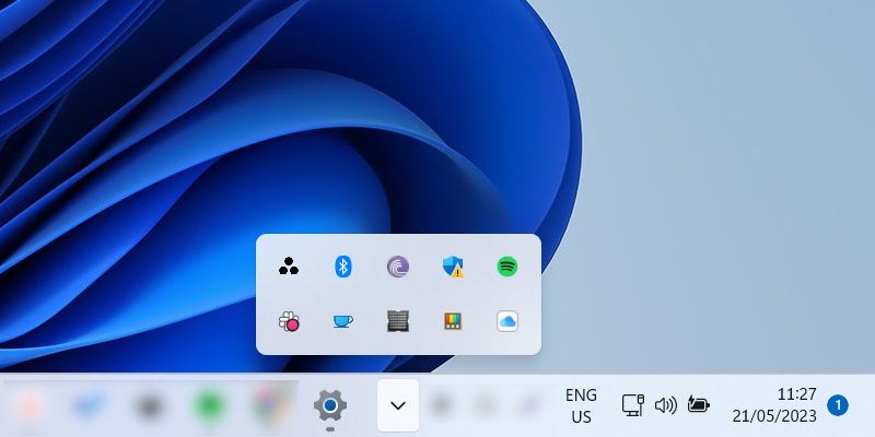 the hidden icons menu on Windows 11