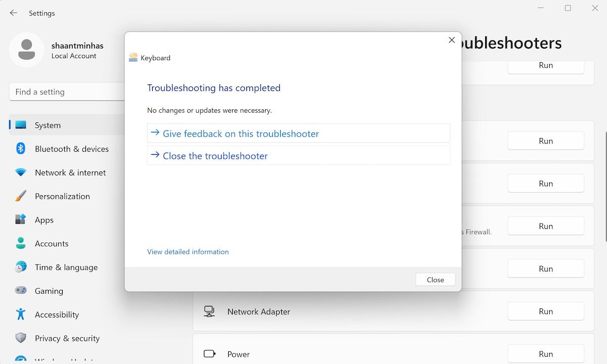 keyboard troubleshooter