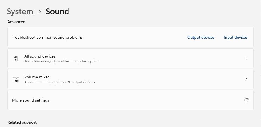 More sound settings option in the Sound setting