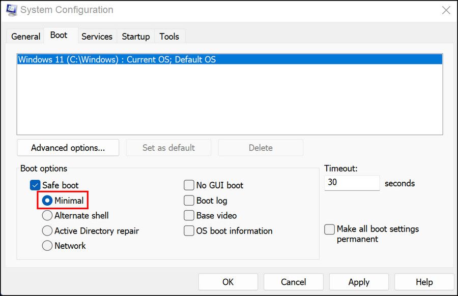 Minimal mode of Safe Boot