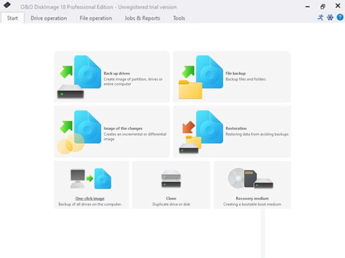 O and O DiskImage Pro Interface