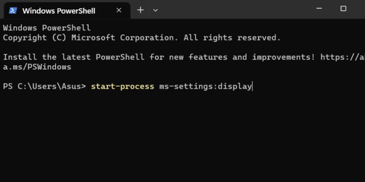 Open Display Settings Using Powershell