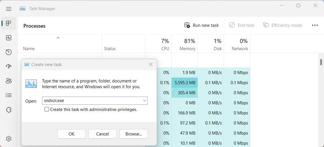 Open Volume Mixer Using Task Manager