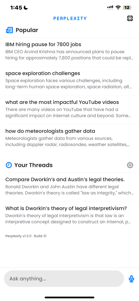 Perplexity AI Popular Topics