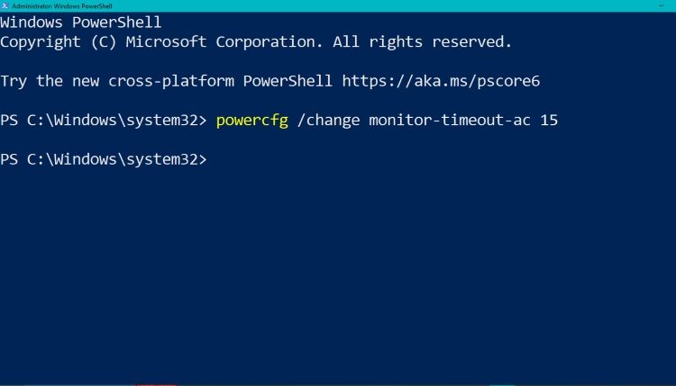  Change monitor timeout using Powercfg