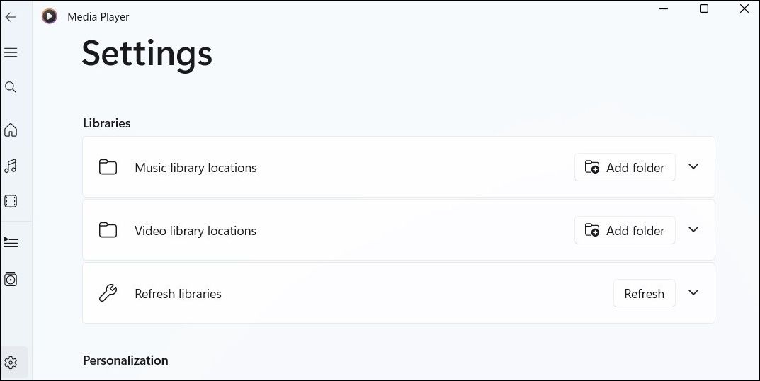 Refresh Libraries in the Media Player App