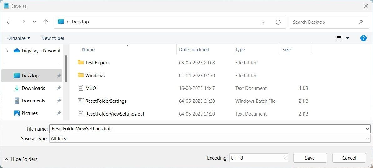 Run a Batch File to Reset Folder View Settings to Default