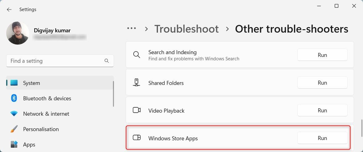 Run Windows Store Apps Troubleshooter